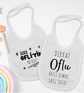 BK Kids Oflu Tasarımlı 2’li Beyaz Mama Önlüğü-1