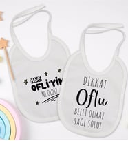 BK Kids Oflu Tasarımlı 2’li Beyaz Mama Önlüğü-1