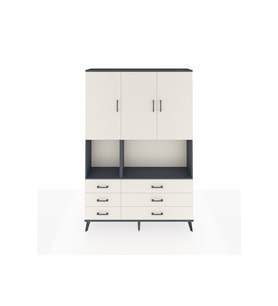 Arges Gardrop 6 Raflı 6 Çekmeceli 3 Kapaklı 132x30x195 Antrasit-Aytaşı