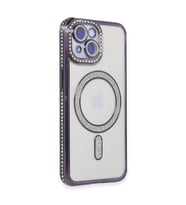Apple İphone 13 Kılıf Joke Simli Magneticsafe Kılıf - Derin Mor