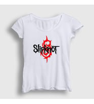 Presmono Kadın Beyaz Logo Slipknot T-Shirt 112699tt (Beyaz)