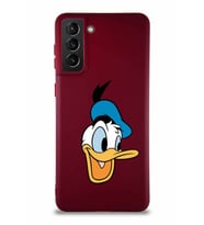 Samsung Galaxy S21 Plus Soft Premier Kapak Donald Duck-A Tasarımlı Silikon Kılıf - Mürdüm (Şeffaf)