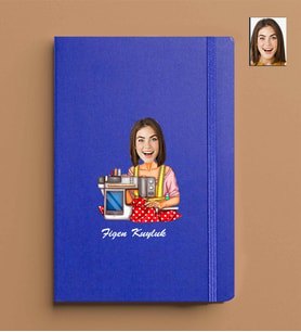 Kişiye Özel Kadın Model 13x21 Mavi Defter-39