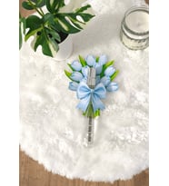 Pamuğum Atelier Mavi Lale Buketli 10ml Sprey Kolonya Kına Söz Nişan Nikah Hediyeliği (25-50-100-200 Adet)