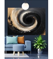 Siyah Spiral Plak Sanatı Dekoratif Kanvas - Mdf Ahşap Tablo