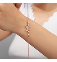925 AYAR ROSE KAPLAMA ZİRKON TAŞLI KELEBEK GÜMÜŞ BİLEKLİK