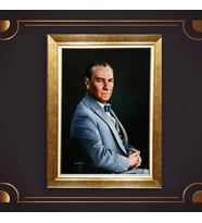 Altın Varaklı Çerçeveli Paspartulu Atatürk Tablo z5211 (Gold)