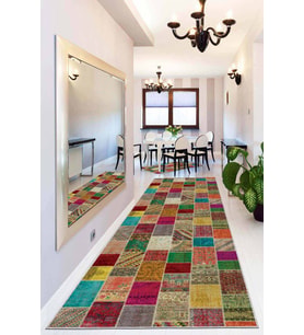 Renkli Kaymaz Patchwork Kesme Rulo Özel Ölçülü Yolluk AR320
