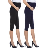 LuvmaBelly MYRA8003-8004-8010 Beli Ayarlanabilir Hamile Tayt Setli (Siyah-Lacivert)