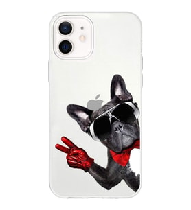 PrintiFy Apple  iPhone 12 Mini ile Uyumlu 1mm Slim Fit Köpek 2 050e Baskılı Şeffaf  Kılıf