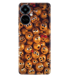 Camon 19 Pro Kılıf Resimli Desenli Silikon Platinium Series Gold Emoji 1877