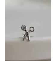 Makas Model Kıkırdak Piercing Tragus Helix Silver Gümüş ve Altın Gold Renk Küpe (Gümüş)