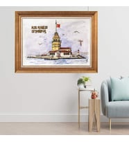 Altın Varaklı  Çerçeveli Paspartulu Tablo ndd1000 (Gold)