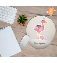 Kişiye Özel Filamingo Çiçekli Pambe Temalı Mouse Pad Bilek Destekli