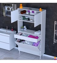 Modilayn ARDA 90x173x32,5 cm 1 Çekmece 3 Göz Sepetli ve 3 Raf Akıllı Dolap ile Dağınıklığa Son