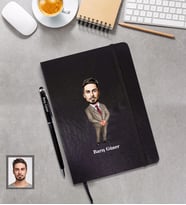 Kişiye Özel Öğretmen Karikatürlü  Siyah Defter Kalem Hediye Seti Bay-17