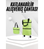 Katlanabilir Tekerlekli Pazar Market Çarşı Arabası Market Alışveriş Çantası