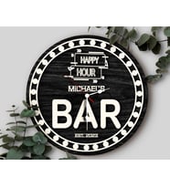 BK Gift Barlara Özel Dekoratif Siyah Ahşap Duvar Saati 35cm-9 , Bar Duvar Saati , Cafe Duvar Saati , Özel Ahşap Saat