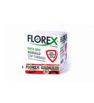 Florex 40 Litre Büzgülü Çilek Kokulu Çöp Torbası Poşeti / 55 x 60 Cm. - 10x25 Rulo / Koli