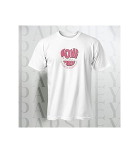Love Try Baskılı Unisex Yarım Kollu Bisiklet Yaka %100 Pamuk Oversize T-shirt