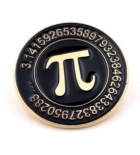 Matematik Pi Sayısı Sembol 3.141592 Siyah Renkli Metal Rozet RZ307