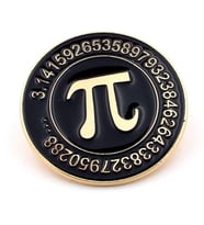 Matematik Pi Sayısı Sembol 3.141592 Siyah Renkli Metal Rozet RZ307
