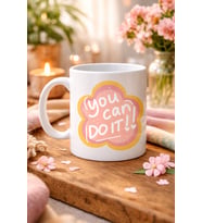 Northcity You Can Do It Yazılı Porselen Kupa - Motivasyon Veren Çiçek Tasarımı Hediye Kupa (Model 126)