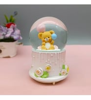 Balon Tutan Sevimli Ayıcık Işıklı Müzikli Püskürtmeli Büyük Boy Kar Küresi  