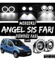 Citroen Nemo 2008-2022 Uyumlu Üniversal Mercekli Angel Sis Farı Metal 76 mm Beyaz Halkalı Gündüz Far