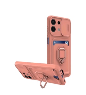 Xiaomi Redmi Note 13 4g Kılıf Zuma Kartvizitli Yüzüklü Silikon - Pembe