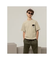Drip Panda Baskılı Oversize Erkek Tişört (Bej)