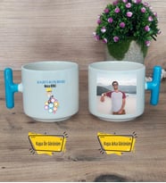 Metalurji ve Malzeme Mühendisi Kupa Bardak Fotoğraflı T Mavi Kulplu Mühendisler Günü Hediyesi
