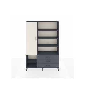 Arges Dolap 9 Raflı 3 Çekmeceli Tek Kapaklı  132x30x195 Antrasit-Aytaşı/Antrasit