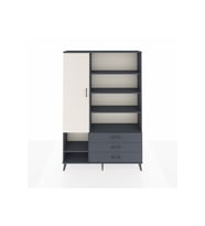Arges Dolap 9 Raflı 3 Çekmeceli Tek Kapaklı  132x30x195 Antrasit-Aytaşı/Antrasit