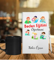 Beden Eğitimi Öğretmenlerine Özel Defter Kalem & Siyah Varil Kupa Hediye Seti
