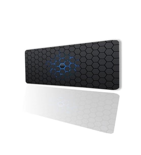 SonicTouch Mavi Siyah Altıgen Desen Kaymaz Gaming Oyuncu Masaüstü Dikişsiz Klavye Mouse Pad 32x70Cm