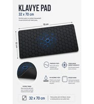 SonicTouch Mavi Siyah Altıgen Desen Kaymaz Gaming Oyuncu Masaüstü Dikişsiz Klavye Mouse Pad 32x70Cm