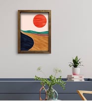 BK Gift Otel Odası Konseptli Doğal Masif Ahşap Çerçeveli Tablo 45x65cm-3
