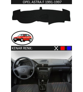 Opel Astra F 1991-1997 İçin Uygun Torpido Koruma Halısı Siyah Kenar Renk Siyah