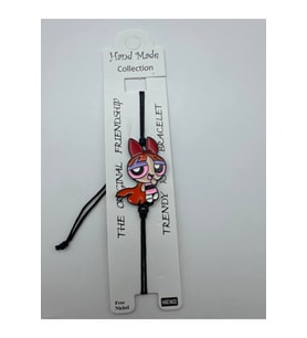 Powerpuff Girls Blossom Figürlü İp Unisex Bileklik – Ayarlanabilir Sevimli Tasarım