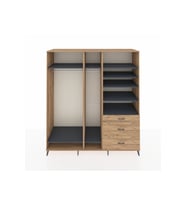 Kronos Dolap 9 Raflı 3 Çekmeceli 3 Askılı 220x59x243 Çam-Antrasit/Çam