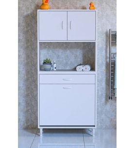 Eliusta Seris Sepetli ve Çekmeceli Banyo Dolabı  G:75 cm Çok Amaçlı Beyaz Düzenleyici 75x173x32,5 cm Dolap