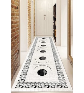Dijital Baskılı Kaymaz Taban Yıkanabilir Modern Yolluk Ve Koridor Halısı NDU-SD-1067 (Krem)