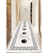 Dijital Baskılı Kaymaz Taban Yıkanabilir Modern Yolluk Ve Koridor Halısı NDU-SD-1067 (Krem)
