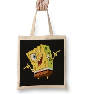 Spongebob Süngerbob 01 Bez Çanta Uzun Saplı