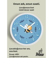 İsme Özel Sevimli Arı Çocuk Odası Duvar Saati Orta Boy 30 cm Beyaz Camlı Sessiz