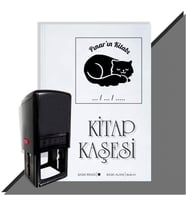 Kişiye Özel  Kedi 2 Tarihli Kitap Kaşesi (Siyah)