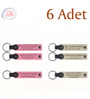 Pembe & Sütlü Kahve, 6’lı Set, İsim Yazılabilen Deri Anahtarlık, Aile Buluşmalarına Özel Anı