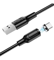 Manyetik Uçlu iPhone 15 Serisi Uyumlu 1 Metre Şarj Kablo Mıknatıs Uçlu Siyah Renk Samsung Uyumlu Şarj Kablo BX41 USB C (Type-C)