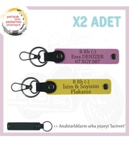 Motosiklet Severlere İsim Plaka ve B Rh (-) Kan Grubu, Acil Durum x2' li Anahtarlık, Sarı-Pembe-Laci (Çok Renkli)